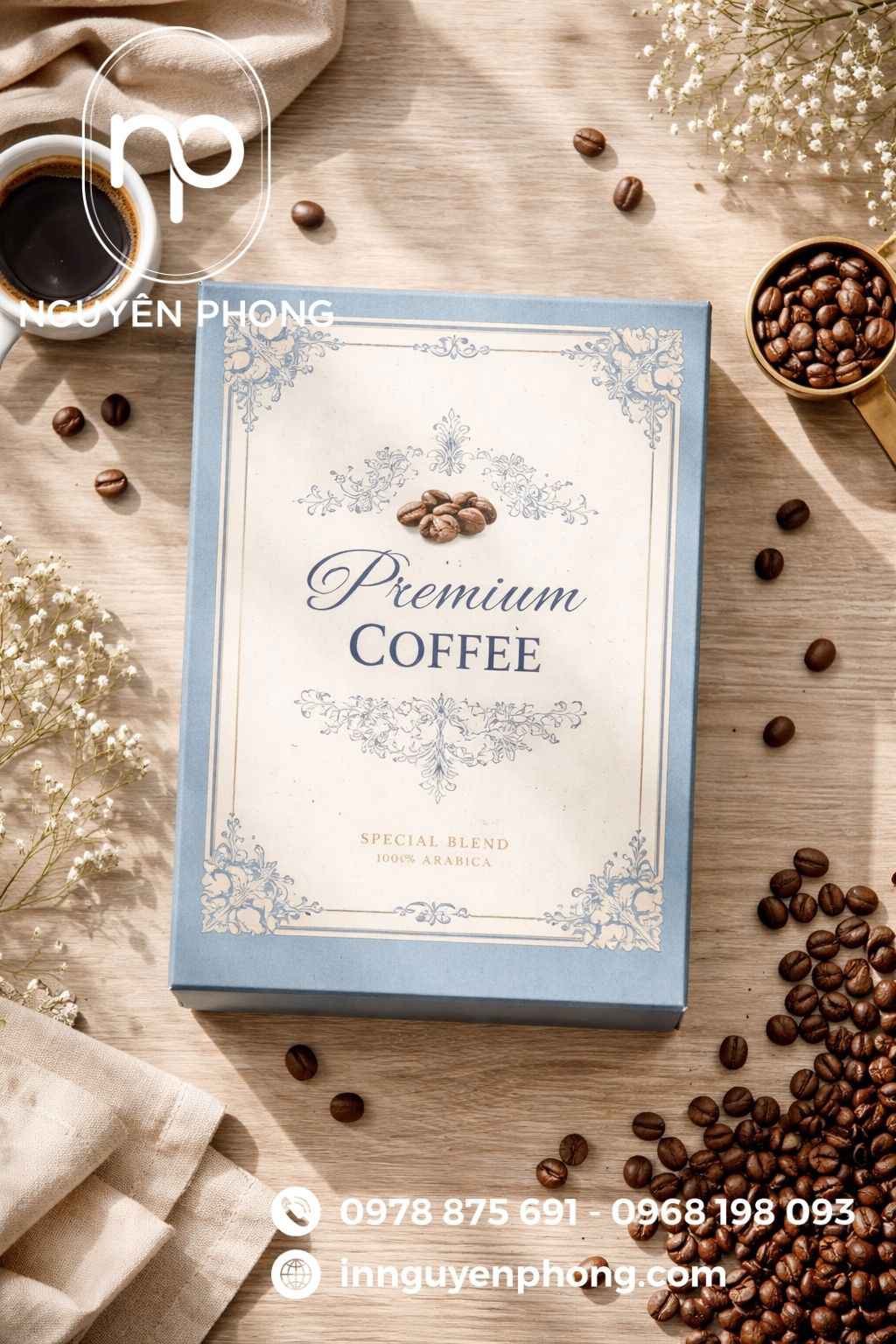 Mẫu in hộp đựng cà phê premium 